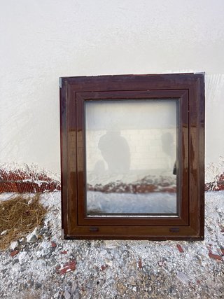 Ventana Aluminio Color Madera Medida 82 x 70