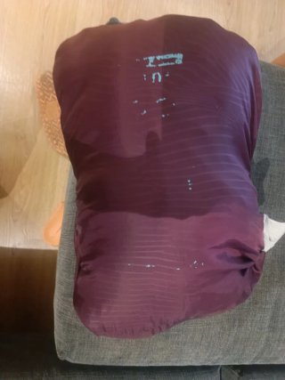 Saco de dormir morado y gris de 1,60