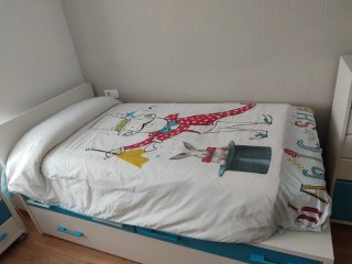 Cortina y colcha a juego