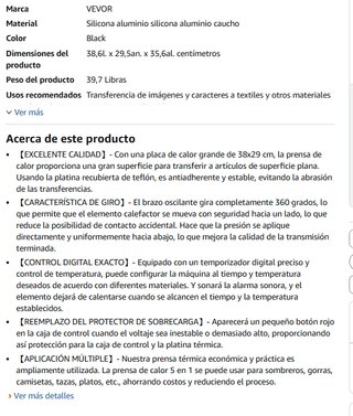 VEVOR Prensa Calor 5 en 1 38x30cm
