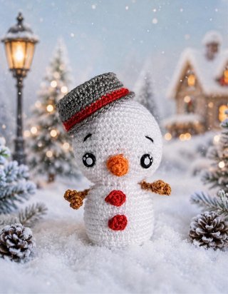 Muñeco de nieve amigurumi tejido