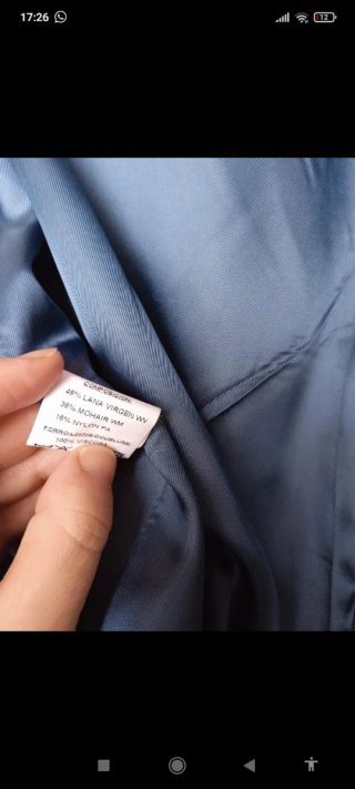 Abrigo lana virgen Mohair azul
