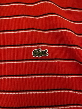 Polo Lacoste Uomo Manica Lunga Righe Taglia 5 L