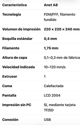 Impresora 3D Anet A8