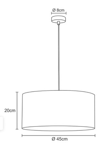 Lámpara de techo colgante de algodón gris 45 cm