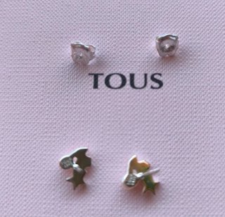 Pendientes Tous Oso y Estrella Perla Plata