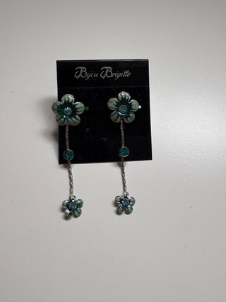 Pendientes Bijou Brigitte flor azul y verde
