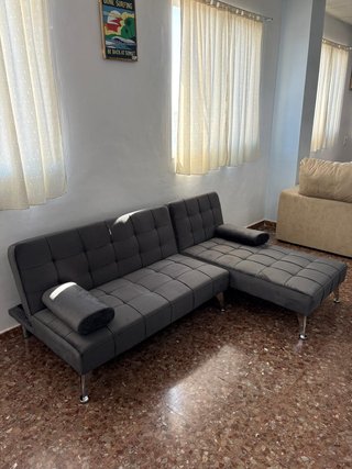 Sofá Cama Chaise Longue Gris Moderno