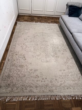 Alfombra de lana beige y gris Sin utilizar.