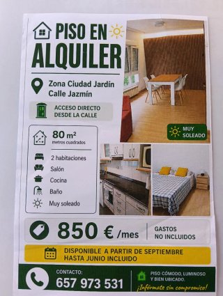 Alquilo piso estudiantes curso 26/27