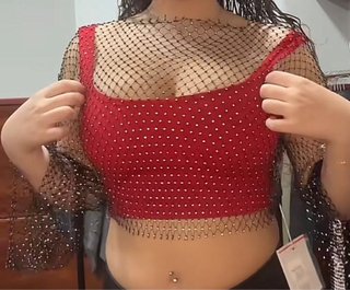 Top Malla Brillante Negro y beige