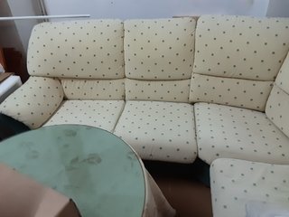 Sofá Rinconera Beige y Verde