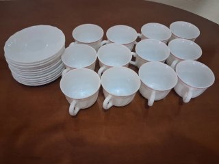 Juego 12 Tazas Café con Platos Porcelana