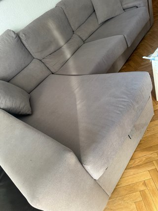 Sofá chaiselongue con almacenaje, butacas y cojín