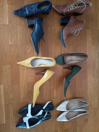 Lote 10 pares zapatos mujer oro y blanco
