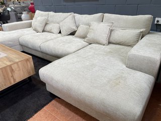 Sofá Rinconera Modular XL + Puff Beige