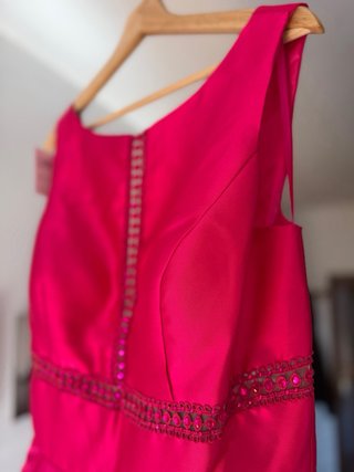 Vestido Fara Fiesta Talla 46 Midi Fucsia