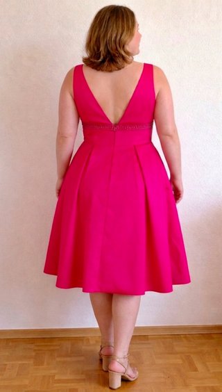 Vestido Fara Fiesta Talla 46 Midi Fucsia