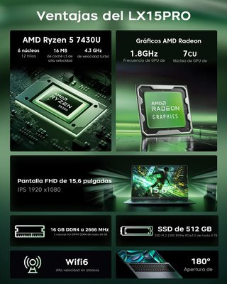 Ordenador Portátil Ryzen 5 16GB RAM 512GB SSD