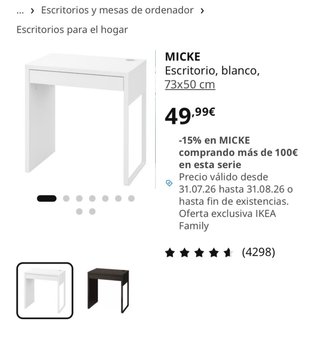 Escritorio Ikea Micke pequeño