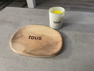 Portavelas Tous de cristal y madera