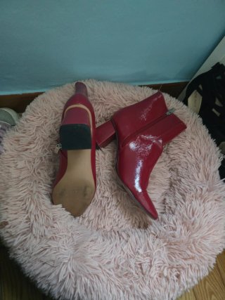 Botines rojos charol tacón