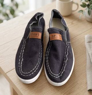 Mocassini Tela Denim Blu/Bianco Taglia 39 Unisex