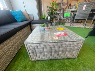 Conjunto Muebles Jardín Ratán Gris y Azul