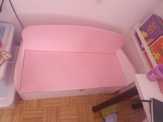Baúl infantil madera rosa y blanco