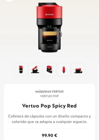 Cafetera Nespresso Vertuo Pop Roja