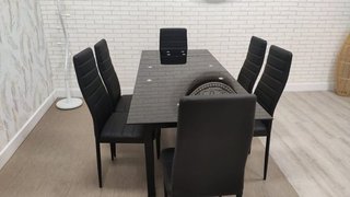 Mesa extensible de cristal + 6 sillas