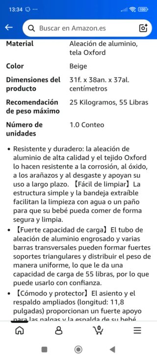Trona portátil para bebé