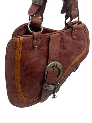 Bolso Christian Dior Gaucho Marrón/Rojo