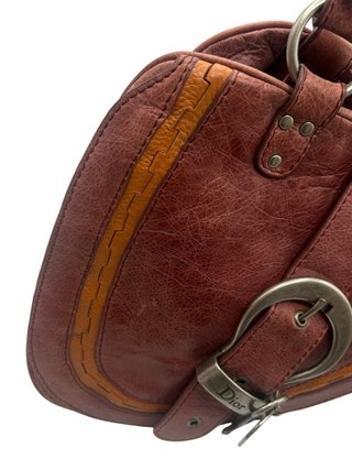 Bolso Christian Dior Gaucho Marrón/Rojo