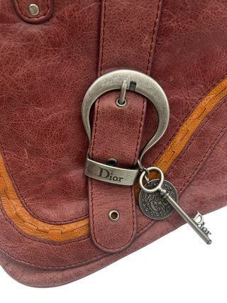 Bolso Christian Dior Gaucho Marrón/Rojo