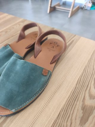 Menorquinas POPA caballero piel marrón/verde 44