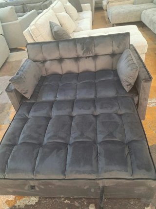 Sofá Cama Terciopelo Negro/Gris