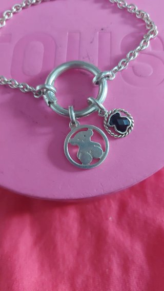 Pulsera Tous Aro con Oso y Piedra Negra