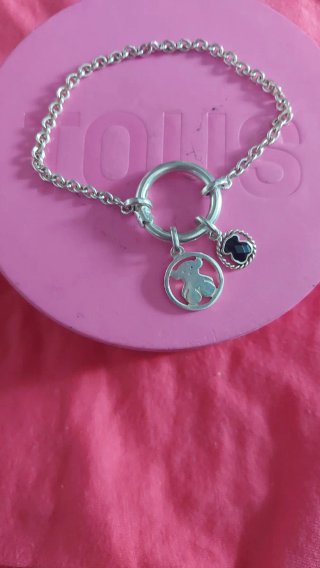 Pulsera Tous Aro con Oso y Piedra Negra