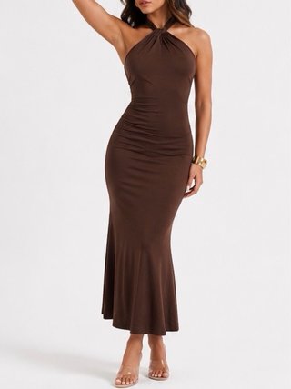 Vestido Halter Marrón
