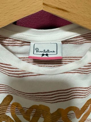 Camiseta niña rayas doradas