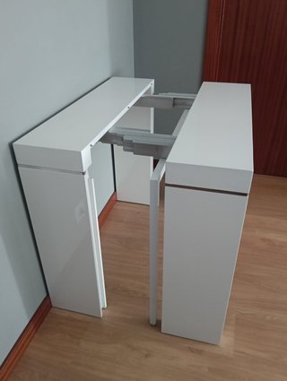 Mesa consola extensible blanca satinada