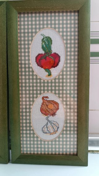 Set 2 Cuadros Punto Cruz Cocina Verduras