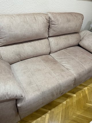 Sofá 3 y 2 plazas beige tela