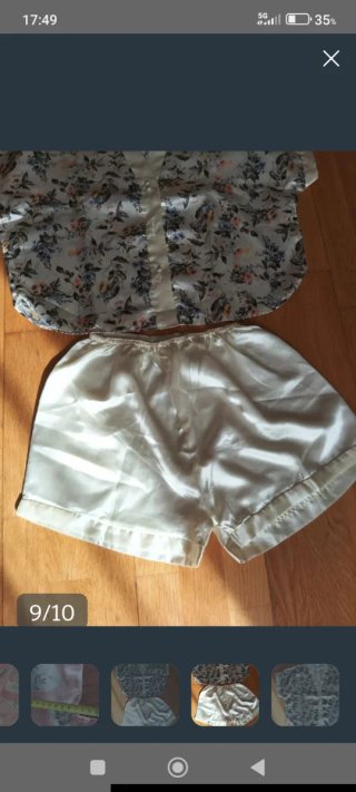 Pijama Verano Mujer Flores Blanco estilo chino