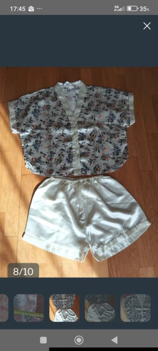 Pijama Verano Mujer Flores Blanco estilo chino