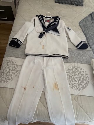Traje marinero comunión blanco y azul