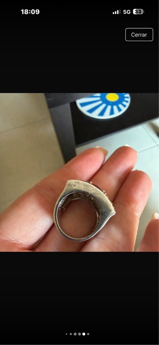 Anillo Plata con Piedras Rojas y Doradas