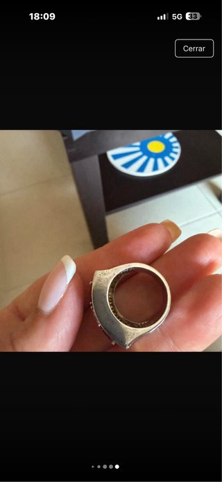 Anillo Plata con Piedras Rojas y Doradas