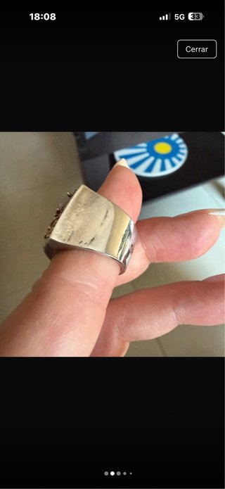 Anillo Plata con Piedras Rojas y Doradas